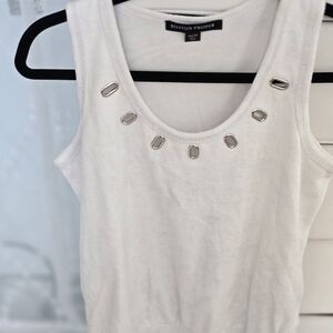 Boston Proper Ivory Tank with Silver Accents